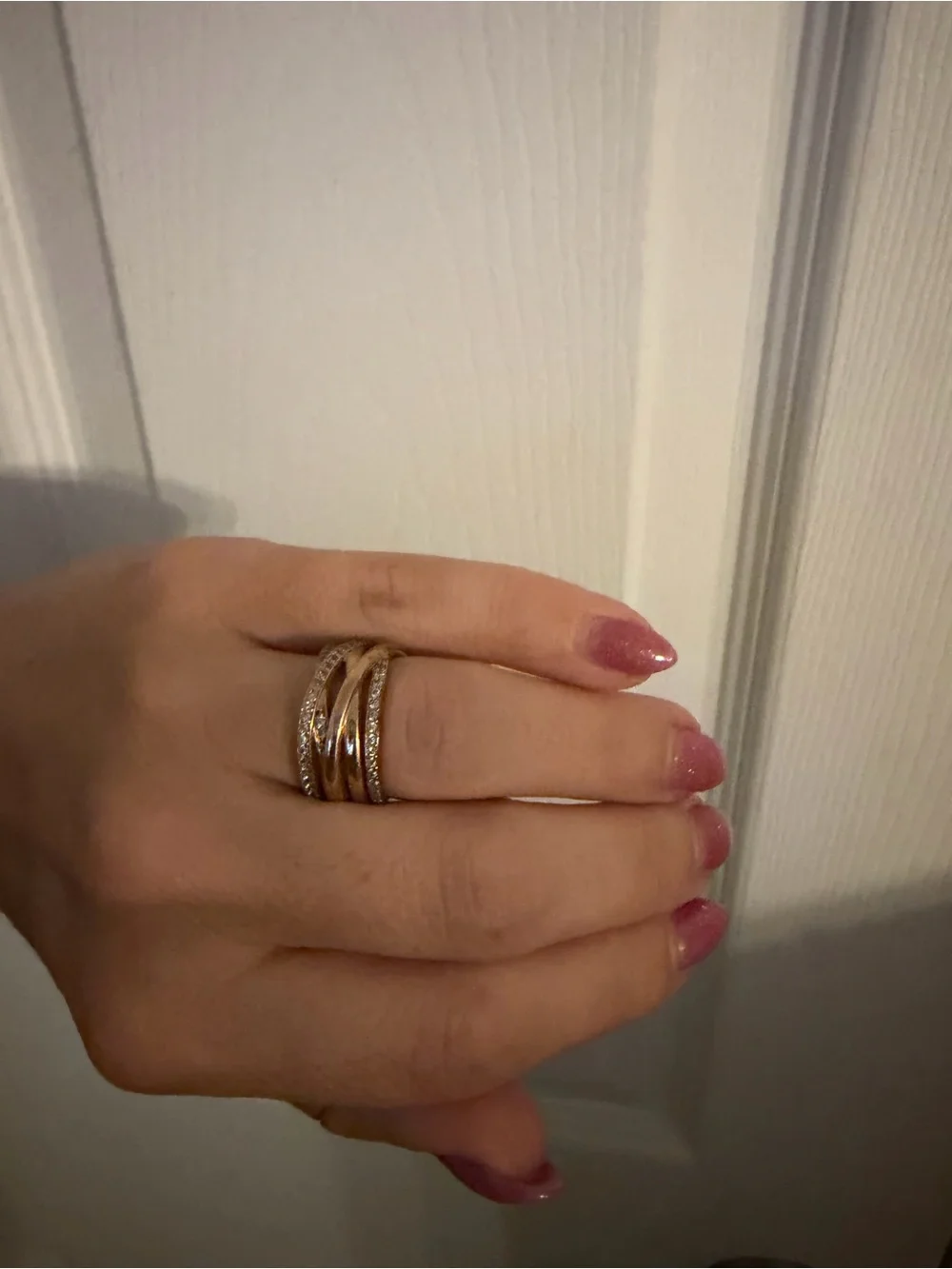 Pandora Elegant Rose Gold Multi-Band Ring with Pavé Accents